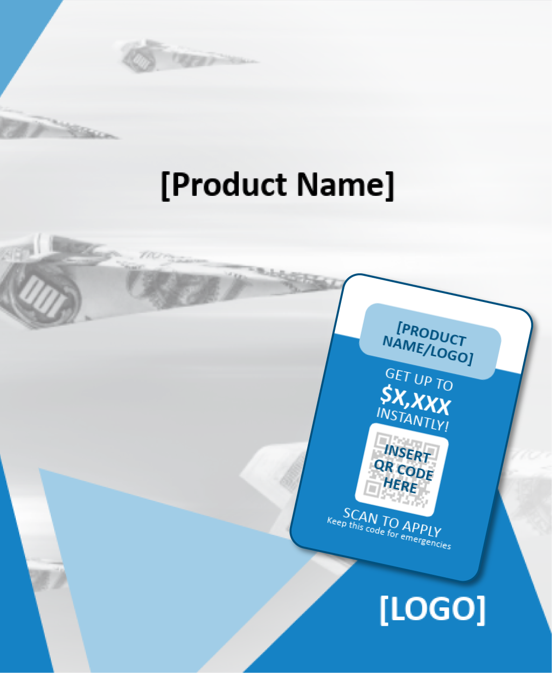 Image of a Brochure with a QR card insert to promote the QCash product.